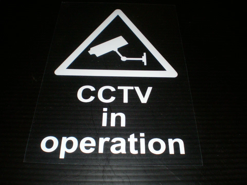 CCTV IN OPERATION reverse printed stickers 70mm x 50mm camera security warning