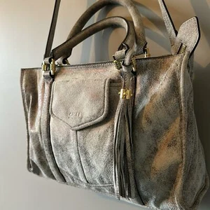 NWOT AIMEE KESTENBERG GRAY/ IRIDESCENT ROSE GOLD HESTON SATCHEL W/ GOLD HARDWARE - Picture 1 of 16