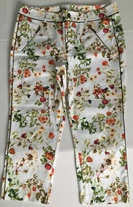 Disney Alice In Wonderland Women’s Floral Stretch Capris Cropped Pants Sz.12 - Picture 1 of 12