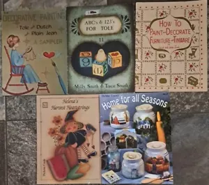 5 Folk Art Tole Decorative painting books ABC'S 123'S Tinware Seasons Barns - Picture 1 of 9