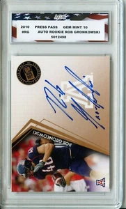 2010 Press Pass Rob Gronkowski autógrafo tarjeta de novato AGC 10 gemas como nueva - Imagen 1 de 2