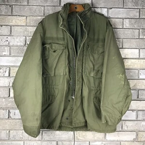Vintage 80s US Army Coat Cold Weather Field Size Medium Short Zip Up Worn Fade - Picture 1 of 10