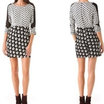 Rag & Bone Sz S  Silk Crepe Gayatri Shift Dress Chevron Print - Image 1 of 4