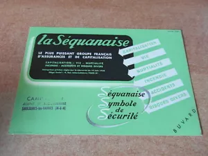 1 x BUVARD ANCIEN : ASSURANCES LA SEQUANAISE Janvier 1954 vert - Foto 1 di 1