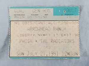 7-21-91 1991 PHISH w Giant Country Horns Vtg Concert Ticket Stub ARROWHEAD RANCH - Picture 1 of 2