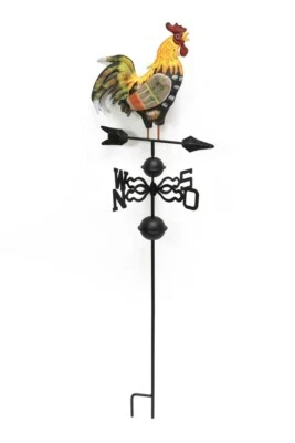 Estaca de jardín de rueda de viento / veleta de metal de 48 pulgadas con adorno de gallo Foto 1 de 4