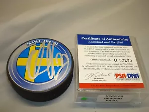 Victor Hedman Signed Team Sweden Hockey Puck Autographed PSA/DNA COA 1A - Picture 1 of 3