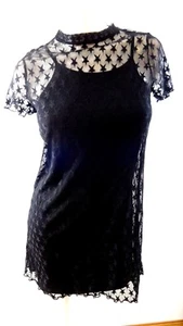 LOVE FIRE WOMENS BLACK LACE OVERLAY MINI DRESS SIZE XL - Picture 1 of 4