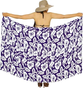 LA LEELA Women's Boho Shawl Beach Towel Sarong Wrap Cover Up 78"x43" Purple_S930 - Picture 1 of 3