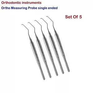 Set Of 5 - Dental Instruments Orthodontics Measuring Probe Single Ended Explorer - Bild 1 von 4