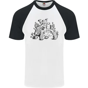 Tortoise Mushrooms Nature Mycology Mens S/S Baseball T-Shirt - Picture 1 of 7