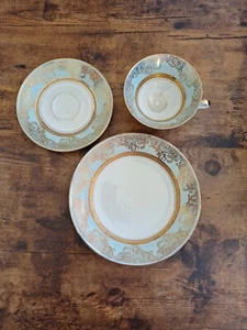 Tirschenreuth Bavaria Hansel cup, saucer, and 7.5" Dessert Plate Gold Trimmed - Picture 1 of 14