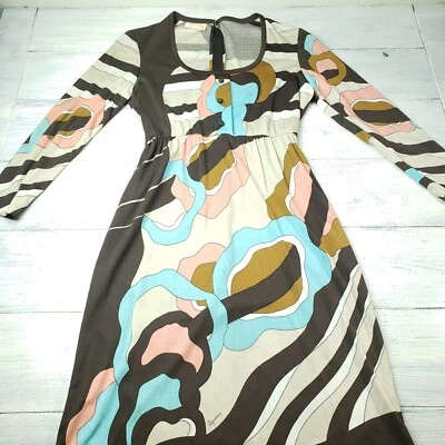 Vestido Vintage PAGANNE by GENE BERK Art Deco Estampado Psicodélico Años 70 Foto 1 de 4
