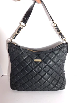 Womens Faux Leather Qulited Shoulder Bag Purse Chain Strap Black Soft Medium Y2K - Image 1 of 4