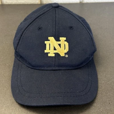 Sombrero Juvenil Vintage Años 90 Campeón Notre Dame Azul Marino Lucha Irlandés Calce Elástico Foto 1 de 4