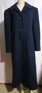 VTG 70s Pendleton Coat 100% Virgin Wool Womens Long Navy Blue USA Made Size S/M - Picture 1 of 11