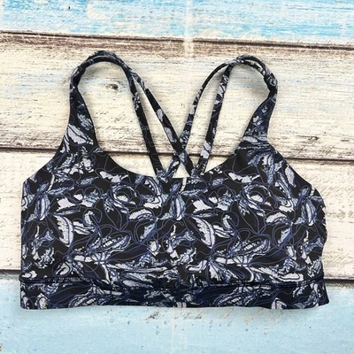 Lululemon Women Size 8 Energy Sports Bra Workout Gym Yoga Navy / White Floral - Image 1 of 4