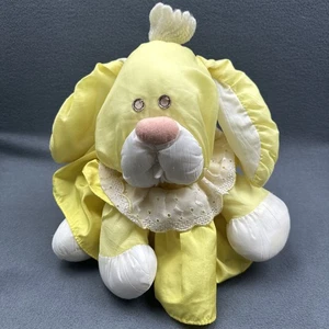 1980’s Fisher Price Puffalump Yellow Bunny Rabbit Plush W/Dress **DEFECTS** - Picture 1 of 21