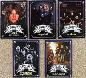 Set of 5 Metal Club promo trading cards Ozzy Osbourne Megadeth Anthrax Scorpions - Picture 1 of 2