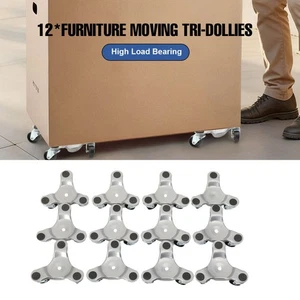3 Wheel Iron Tri Dolly Triangle Swivel Caster Wheel Furniture Moving Dolly Set - Foto 1 di 12