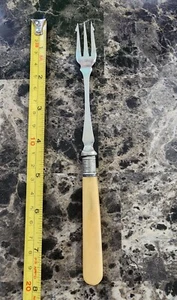 ANTIQUE JGG & S SILVERPLATED BONE HANDLED PICKEL & OLIVE FORK ๐ฅ๐ธ๐ซ - Picture 1 of 7
