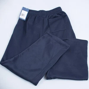 Men's Navy Blue Fleece Sweatpants HanTon Sz M Side Pockets Drawstring NEW NWT - Picture 1 of 5
