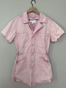 Pistola Parker Field Suit Womens Large Light Pink Denim Short Sleeve Romper