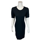 LOGO by Lori Goldstein Women's Petite Solid Seamed Knit Midi Dress Black PS Size