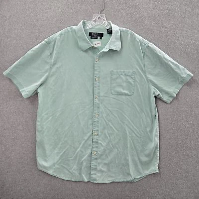 Camisa con botones Nat Nast para hombre XL verde algodón seda manga corta calce americano Foto 1 de 4