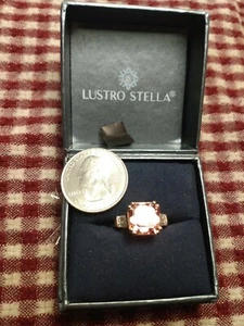 SIZE 7 LUSTRO STELLA RING MADE WITH 8.7 CT PINK SWAROVSKI CRYSTAL VRG/925 (AA31) - Picture 1 of 5