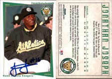 Jonathan Joseph Signed 2010 Grandstand Kane County Cougars #NNO Card Auto AU