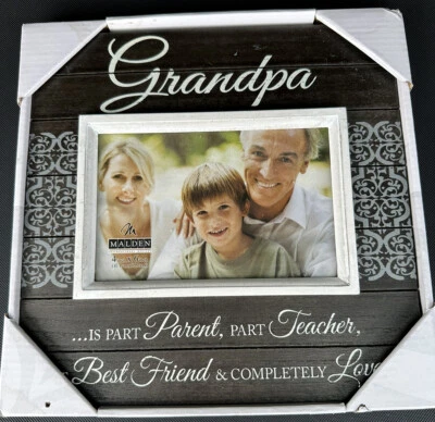 GRANDPA Father’s Day Black Wood 9” x 9” Picture Frame (4” x 6” Photo) NEW! - Image 1 of 2