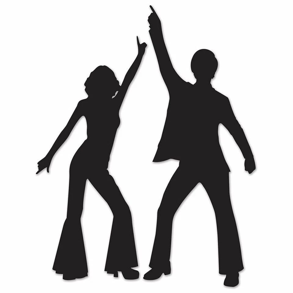 2 X DISCO SILHOUETTES CUTOUTS (32"/36") 70'S STYLE PARTY DECORATION - Image 1 of 1