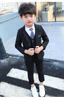 5Pcs Kids Boys Wedding Concert Party Formal Suit Coat +Vest+Pants+Blouse+Tie Set