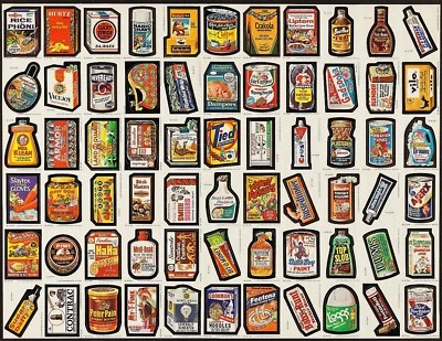 Vintage UnCuT Card Sticker Sheet 70's WaCkY Packages Packs has S)hot Wheels NM - Image 1 of 4