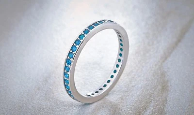 Banda de topacio de piedras preciosas de moda TDW enchapada en rodio regalo de San Valentín 1,00 quilates Foto 1 de 4