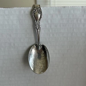 Baby Spoon Curved Sterling Silver Mary Had A Little Lamb Nursery Rhyme 3 3/4” - Picture 1 of 8
