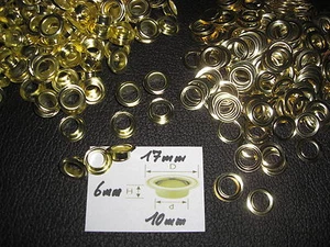 10 mm Öse mit Scheibe Gold Farbe 100 Stück, für Ösenwerkzeug Spindelpresse - Bild 1 von 1
