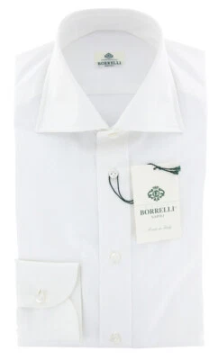 Luigi Borrelli White Solid Cotton Shirt - Slim - (RH) - Image 1 of 4