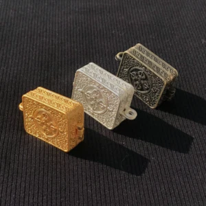 Tibetan Buddhism Brass Prayer Ghau Box Amulet Pendant Mantra Vajra Dorje Box - Picture 1 of 14