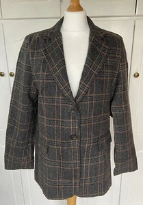 Blazer Gr. M 12 Tweed grau schwarz braun Sakko kariert formell Retro Büro neu mit Etikett - Bild 1 von 11