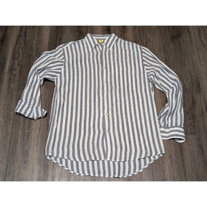J.Crew Womens Striped Linen Button Down Shirt Size S Blue White Casual - Picture 1 of 4