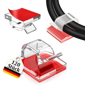 120x Kabelhalter selbstklebend transparent Kabelclips Klemmen Kabelmanagement - Bild 1 von 7