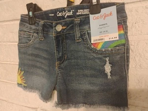 Cat & Jack Super Stretch Jean Shorts - Size Girls XS 4/5 - Picture 1 of 4