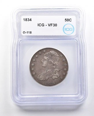 1834 Capped Bust Half Dollar O-118 VF30 ICG *3101 - Image 1 of 3