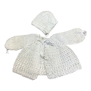 Vintage White Baby or Doll Crocheted Sweater Hat Effanbee Horsman - Picture 1 of 8