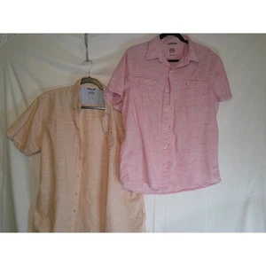 Lot of 2 IZOD Saltwater Mens Large 100% Cotton Short Sleeve Button Up Shirt - Picture 1 of 4