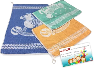 SET 3 ASCIUGAMANI ASILO Bambino JACK © Cm. 40X55 Puro Cotone MASCHIO - Foto 1 di 12