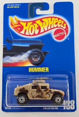 Hot Wheels 1992 Blue Card  Collector # 188 Hummer Light Tan W/ Metal Body - Image 1 of 4