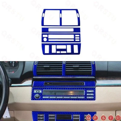 4 piezas adhesivas de cubierta de panel de control de CD de fibra de carbono azul para BMW X5 2000-2006 Foto 1 de 4